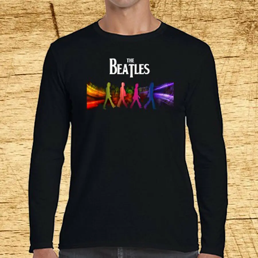 Черная футболка The Beatles disco Abbey с логотипом и длинным рукавом размер S 3XL|Мужские
