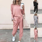 Женский Брючный комплект из 2 предметов, однотонный спортивный костюм с топом и штанами, 2021