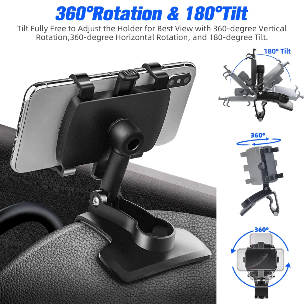 

FOR Holder 360 Degree Dashboard Car Phone Mobile phone Stands Rearview Mirror Sun Visor In Car GPS Navigation Bracket