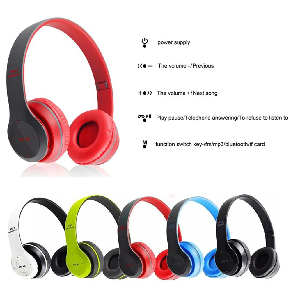 Wireless Headphones Bluetooth 5.0 Foldable Headset Music Stereo Headphone Support TF Card FM Radio for Phone PC Tablet Gift | Электроника
