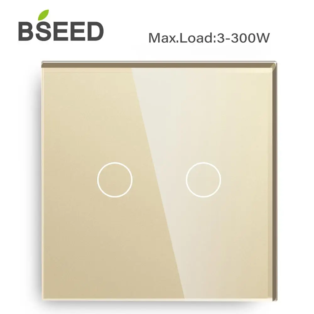 Сенсорный выключатель Bseed 2 клавиши 1 канал 300 Вт стандарт ЕС домашний света черный