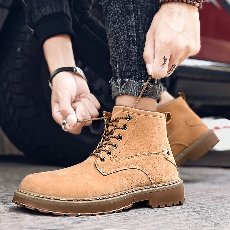 Мужские ботинки челси Западная мода ботильоны на шнуровке черные броги замша