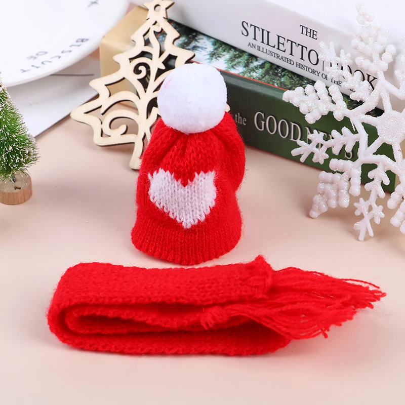 

Dollhouse Miniature Best Xmas Gift for Baby Kids Girls Christmas Hat + Scarf Dollhouse Accessories Decor Doll Lovely Hat New