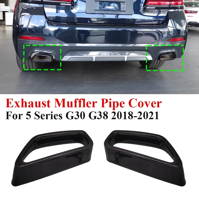 

Stainless Steel Car Rear Exhaust Muffler Pipe Cover Trim Tail Throat Frame for-BMW 5 Series G30 G38 2018-2021