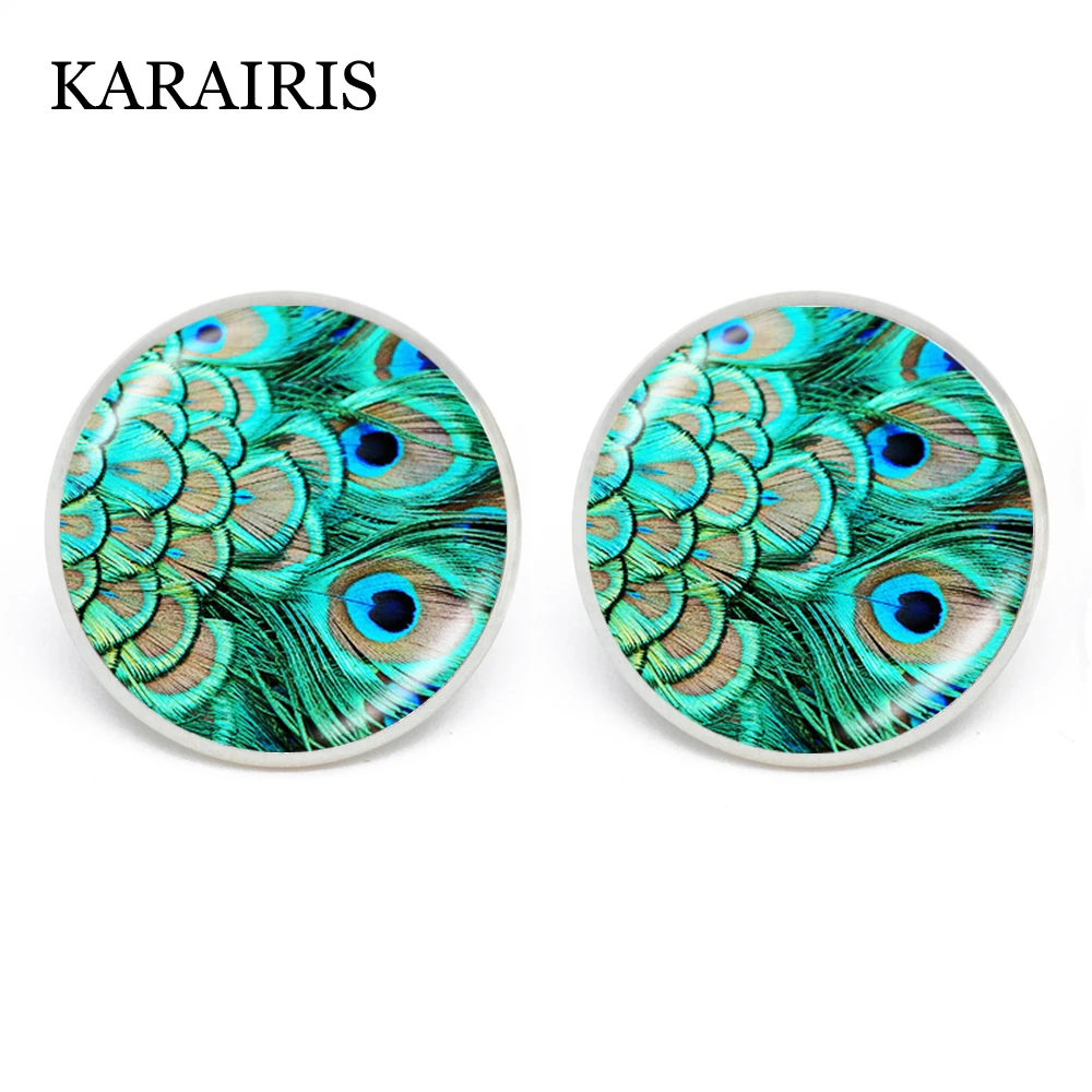 KARAIRIS модные хрустальные серьги уникальное искусство визуальное перо павлина для