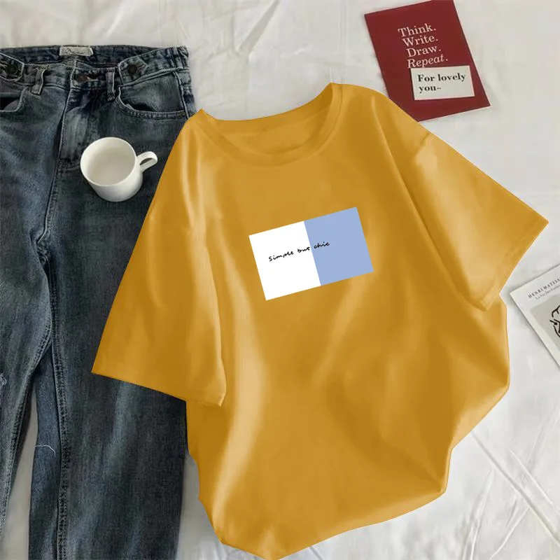 

2021 News T-Shirt Loose Cotton Letter Women's Wear Tops Short Sleeve Summer Female Fashion Casual Student Girl Tshirt