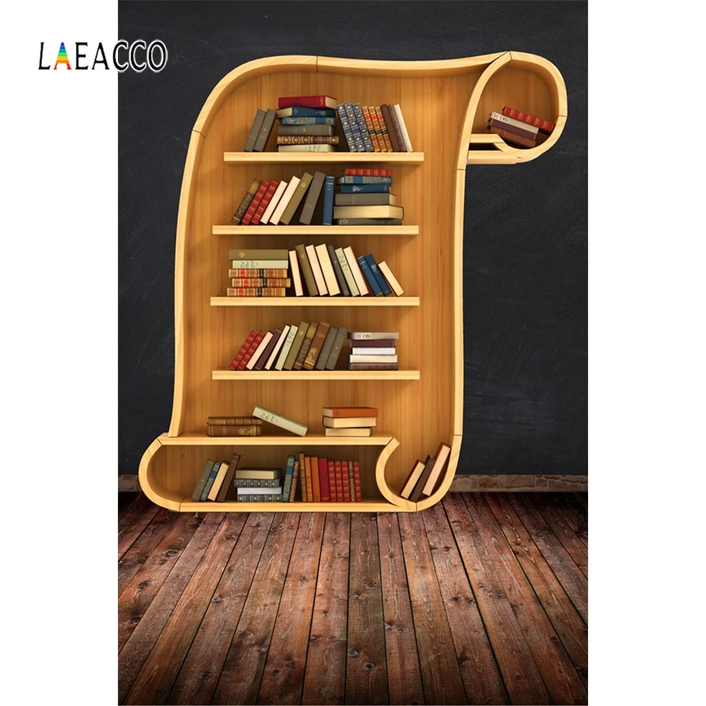 Laeacco фотография фоны в форме дерева книжная полка доска деревянный пол