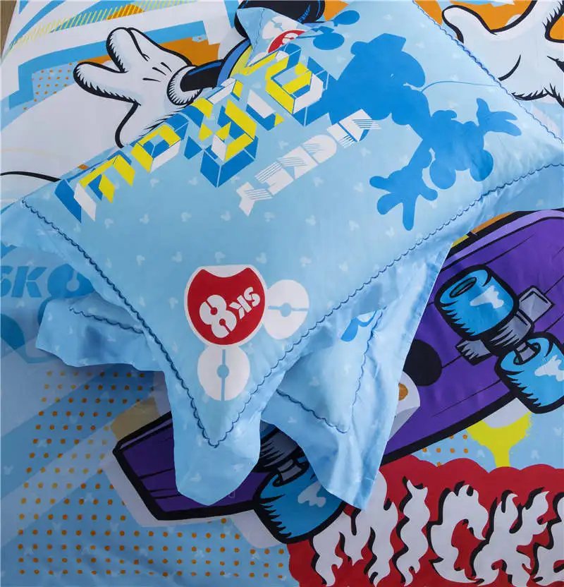 Mickey mouse comforter bedding set for children bed decor single size quilt covers queen bedspread fitted sheet 3-5pcs promotion | Дом и сад