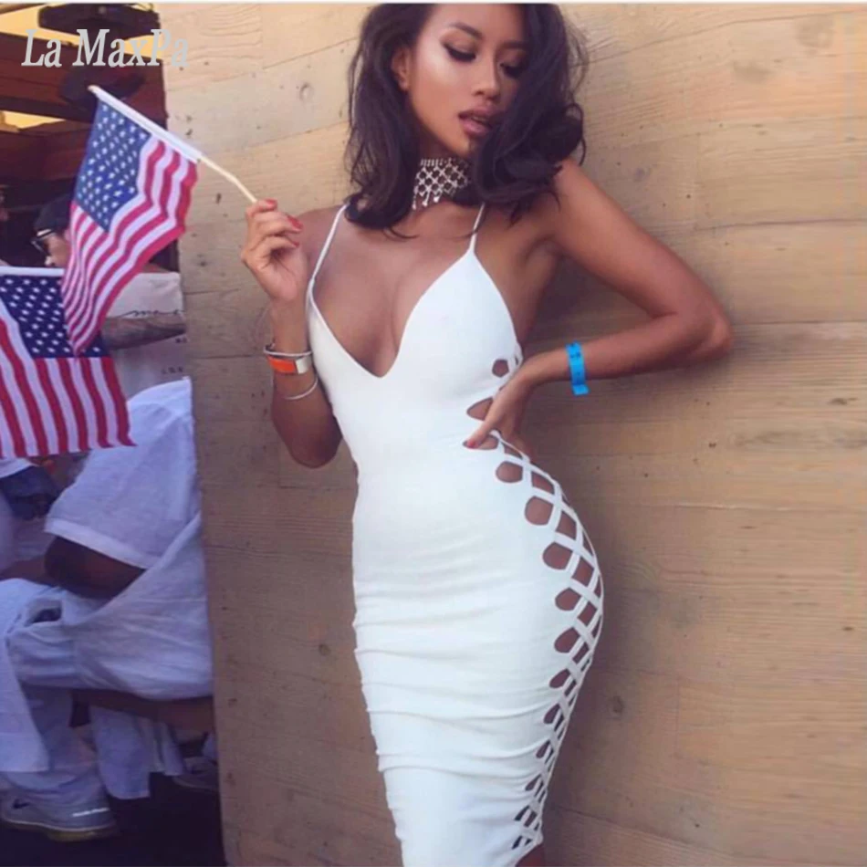 2021 летнее Новое Женское Бандажное платье без рукавов с глубоким v образным
