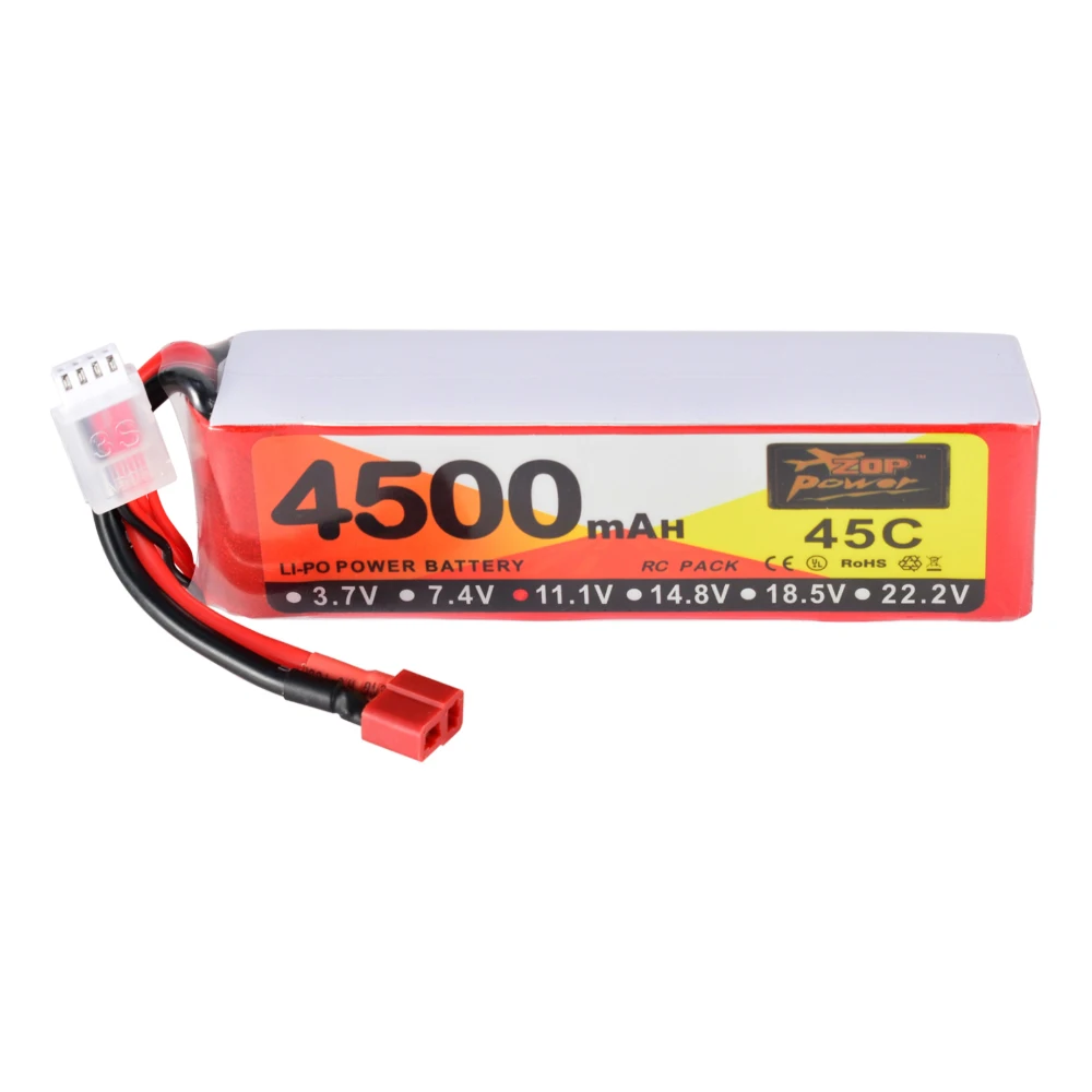 

Распродажа ZOP Power 11,1 В 45C 4500 мАч 3S Lipo батарея T Deans разъем для радиоуправляемого квадрокоптера автомобиля самолета