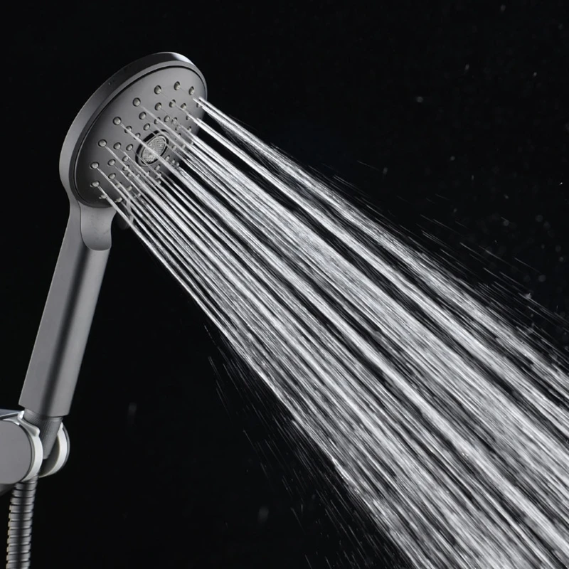 

Metal Bathroom Hand Held Black Shower Head with Long Hose High Pressure Massage Spa Hand Held Showerhead Kit