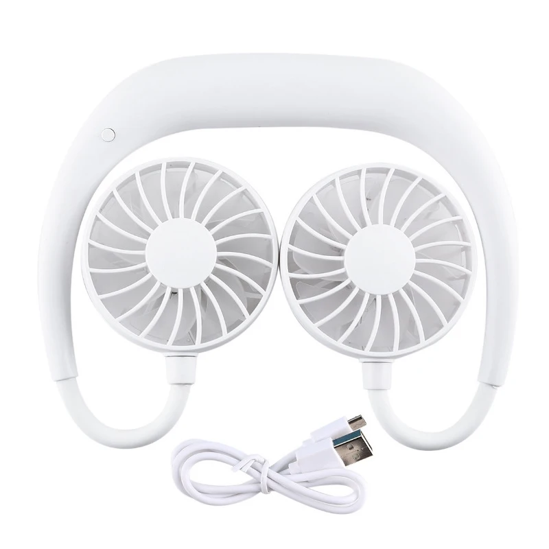 

Portable Fan Hands-free Neck Band Hands-Free Hanging USB Rechargeable Dual Fan Mini Air Conditioner/Cooler Fan for Room Student