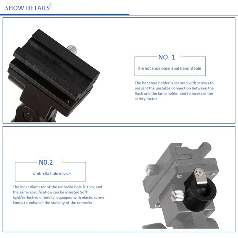 

2Pcs Hot Shoe Speedlight Umbrella Mount Holder Swivel for Light Stand Flash Bracket for Trigger Hot-Shoe Flash