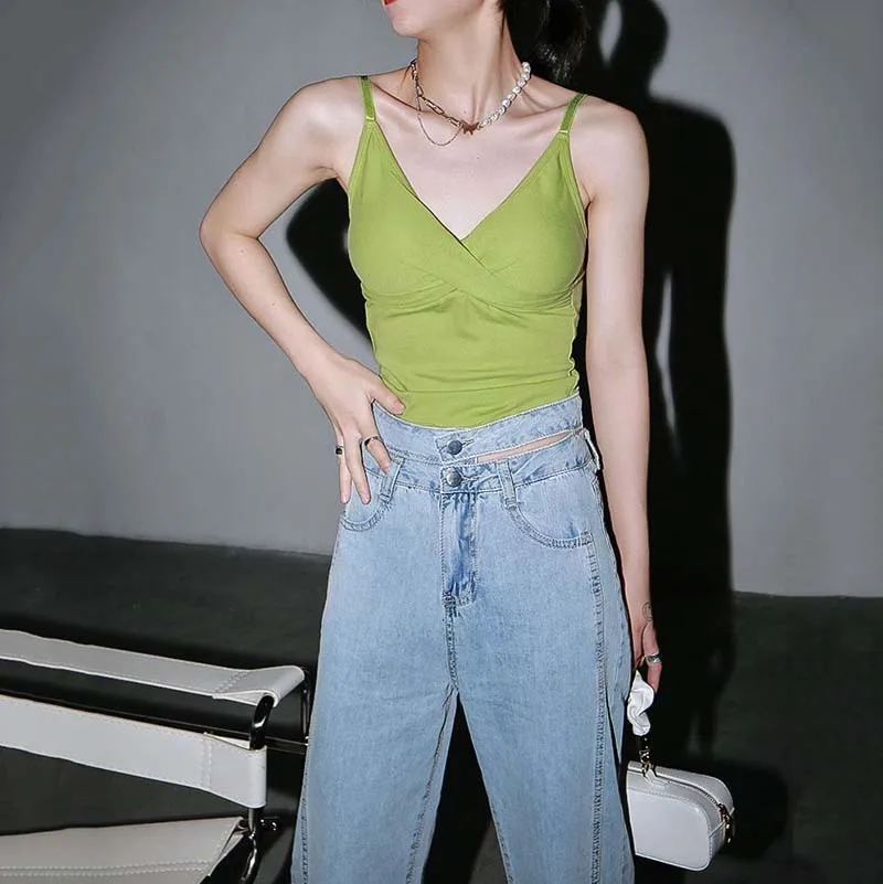 

Blue Button Split Long Denim Wide Leg Jeans New High Waist Loose Women Trousers Fashion Tide Spring Autumn 2021