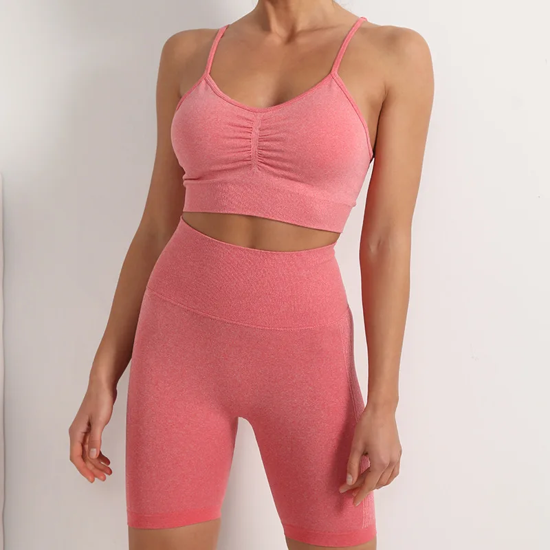 

Summer Workout Clothes For Women 2 Piece Set Seamless Gym Fitness Clothing Running Tracksuit Sexy Sportswear Yoga Set Shorts