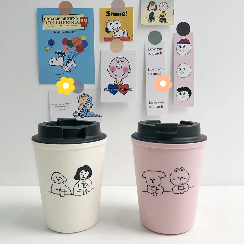 Милые пластмассовые чашки для воды Корейская простая Удобная кружка кофейная чашка двойные антиобжигающие