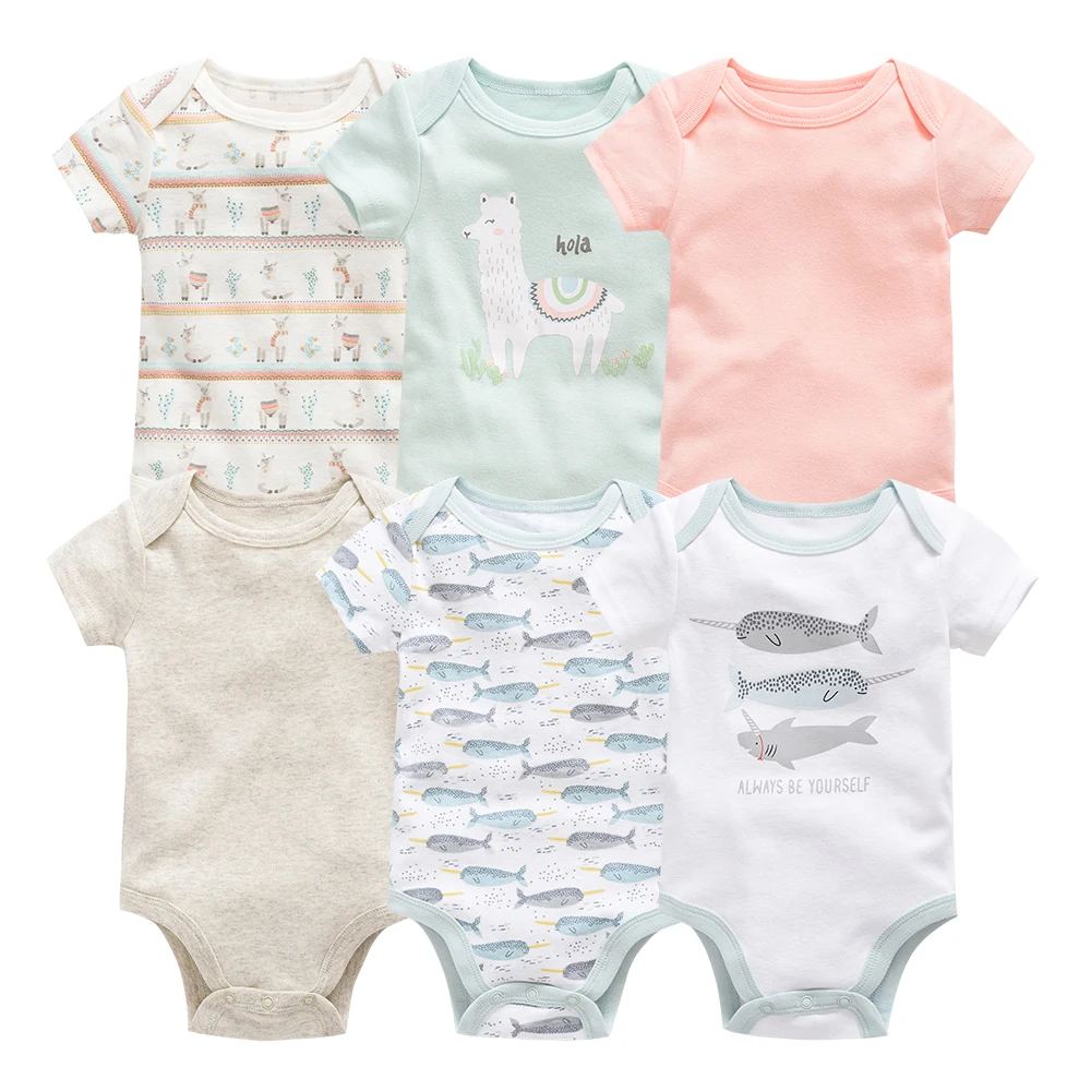 HY22892290 Honeyzone 6 шт. Детские боди из хлопка цельный короткий рукав Roupa De Bebes летний комплект одежды для маленьких мальчиков - Цвет: HY22892290