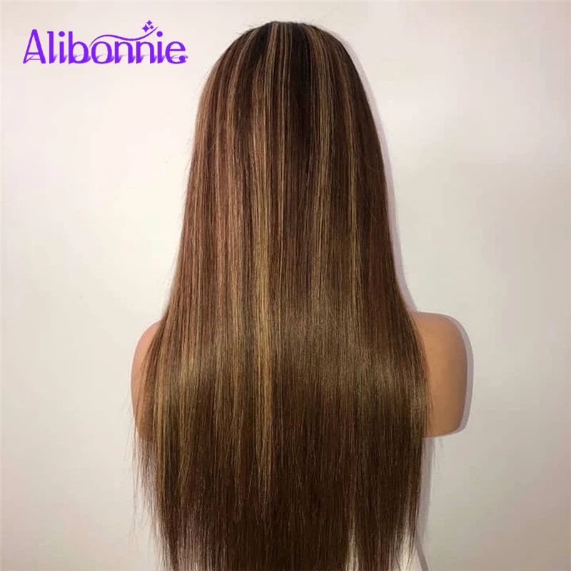 Alibonnie 13X4 парик с прямыми кружевами спереди натуральные волосы эффектом омбре