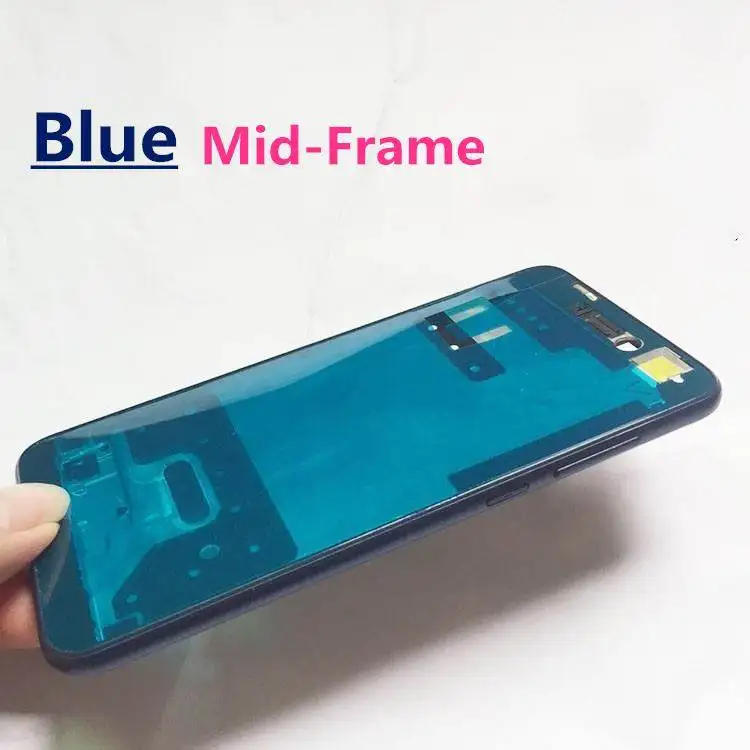 Для huawei P10 Lite WAS-LX1 WAS-LX2 WAS-LX3 Стекло Корпус задняя Батарея Дверь Крышка батарейного отсека средняя рамка с Стикеры - Цвет: blue Mid-Frame