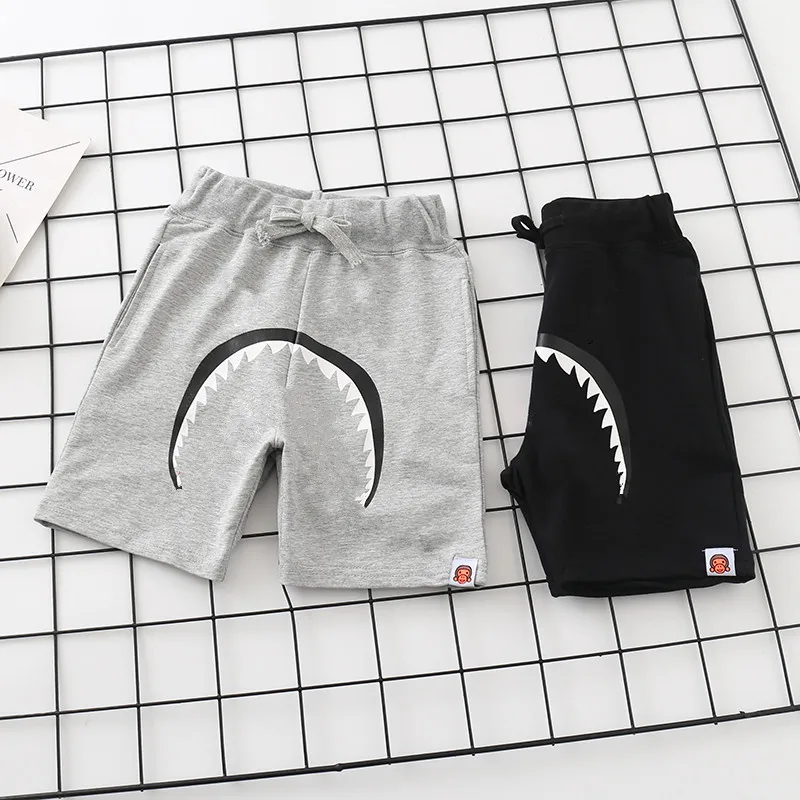 

New Kids Boy Girls Cartoon Animal Black Gray Shark Pant Cool Summer Short Pants Children Hip Hop Pant
