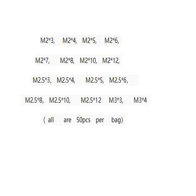 

17x50=850pcs M2 M2.5 M3 KM Screw Flat Head Phillips Screws Laptop Notebook Screws Set Kit for computer small screw