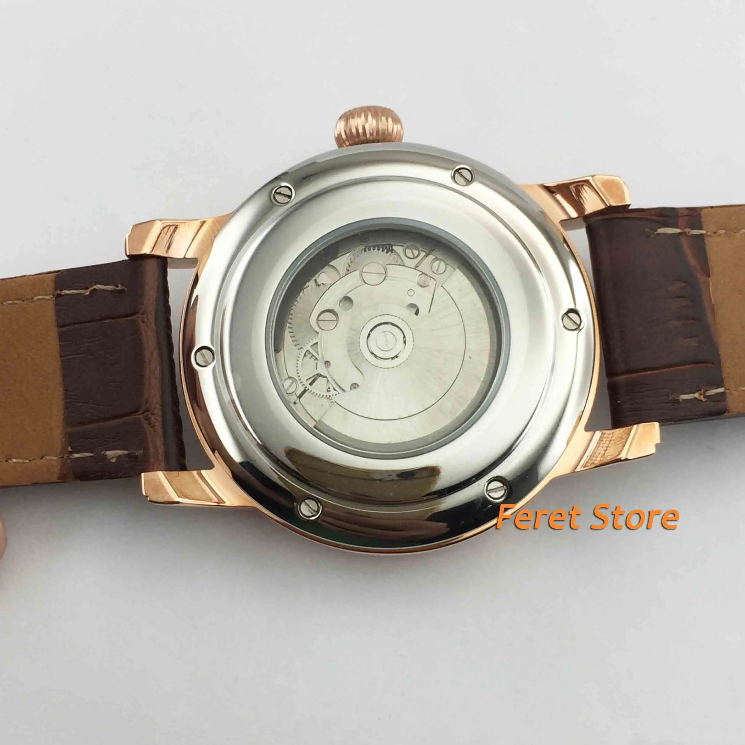 

Luxury 43mm Corgeut men's watch Royal white dial golden hands Dual time zone GMT Automatic movement C-6