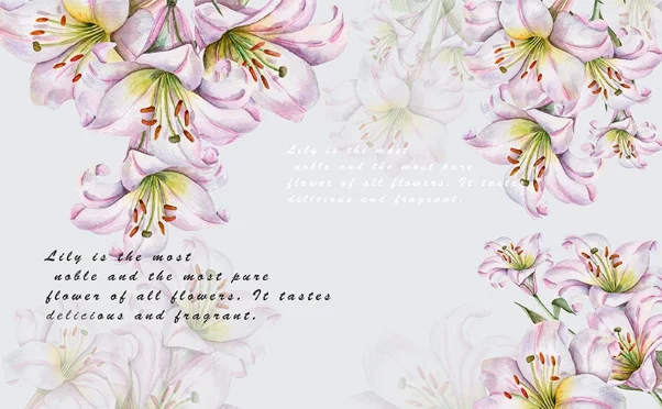 

milofi custom 3D wallpaper mural modern minimalist small fresh lily TV background wall paper mural