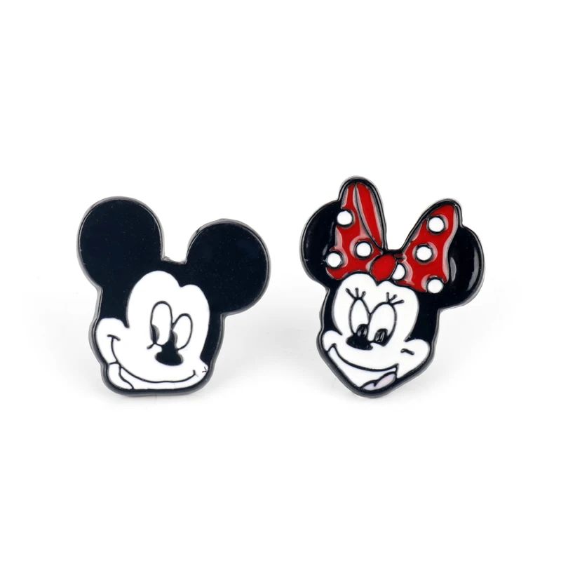 black red Anime One Piece Luffy Tom and Jerry Alice in Wonderland Stud Earrings The Nightmare Before Christmas Jack Sally Cute Earrings - Окраска металла: black red