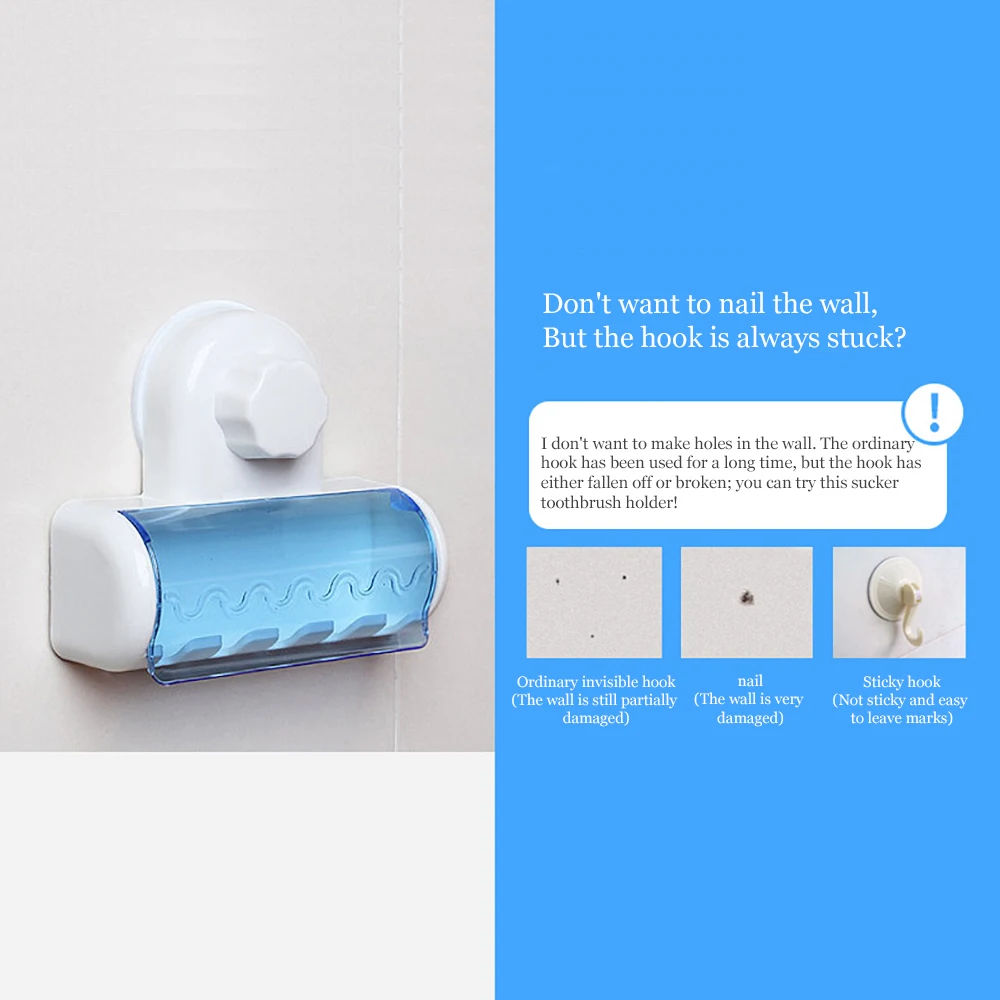 5 отверстий на присоске Зубная щётка держатель для Хранения Настенное Крепление