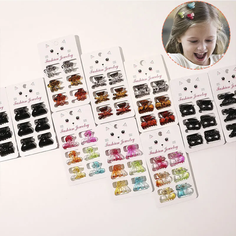 

6 шт. милый мини-краб заколка для волос для женщин Бант Цветок Детские аксессуары для волос Маленький зажим для волос корейский стиль заколк...