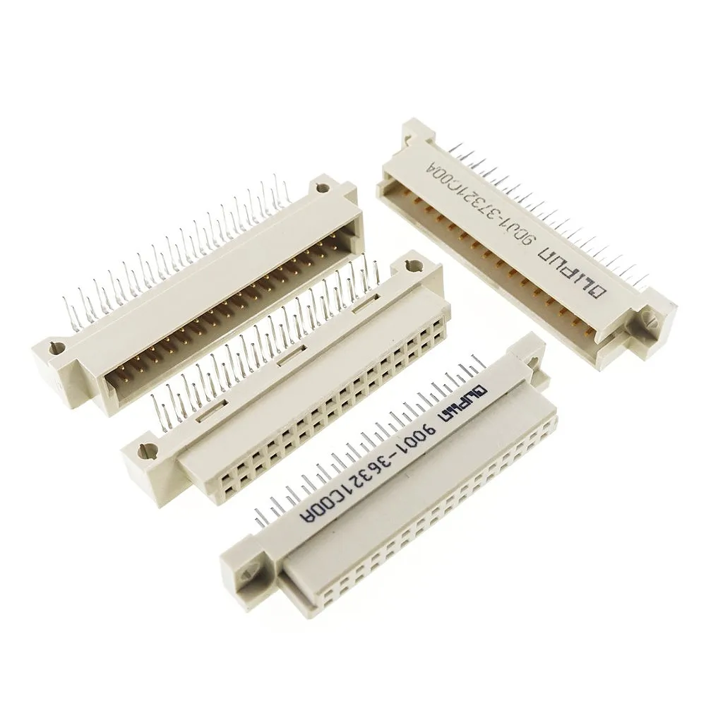 Разъем DIN 100 двухрядный 32 позиции штекер Штекер прямой угол сквозное отверстие