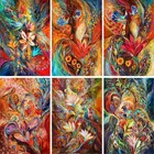 GATYZTORY 60x75 см рамки DIY Набор для рисования по номерам птица Феникс и цветы Современный домашний декор стены искусства Картина цветы краски по номерам