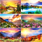 Вышивка квадратными стразами закат Стразы пейзаж озеро картины Алмазная мозаика распродажа вышивка крестиком алмазная живопись подарок