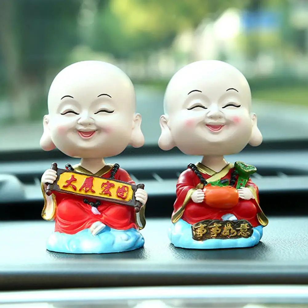 

85% Hot Sales!!! Creative Lovely Cartoon Monk Figurine Resin Shaking Head Monk Model Toy Ornament Car Interior Display Decoratio