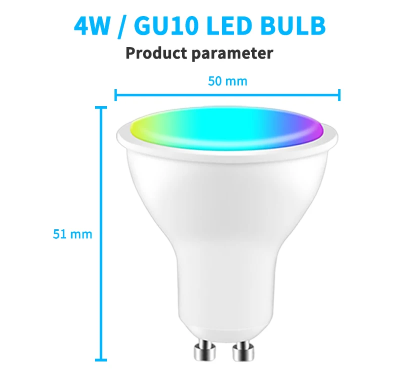 LED Smart Light Bulb Tuya WiFi GU10 Spotlight Neon Lamp Voice Control Alexa Google Home Life APP Remote RGB+CW | Освещение