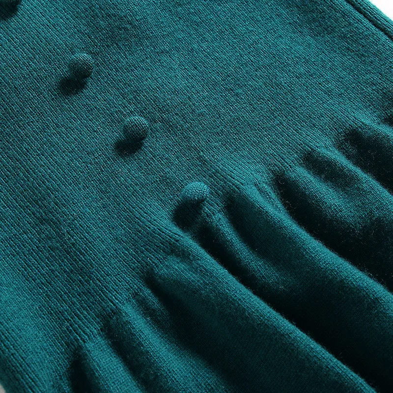 

Designers Young Style Fashion Autumn Winter Long Sleeve V Neck Wool Sweater Dress Office Lady Elegant Vestido Woman Clothes 2021