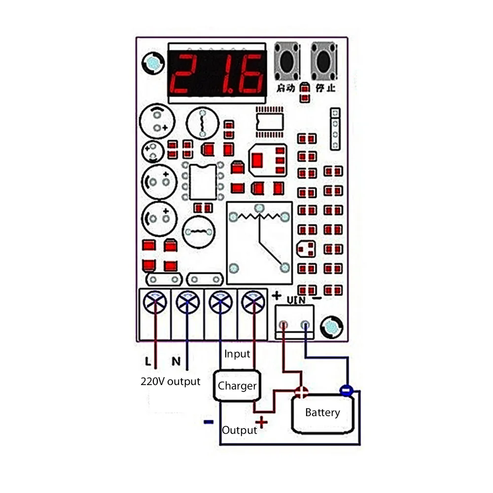 

Digital LED Display 3.7-120V Lithium Battery Charging Control Module Adjustable Value Fully Charged Disconnect Save Automatic
