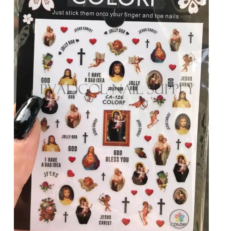 Херувим ногти 3D наклейка для дизайна ногтей Иисус Ангел самоклеящиеся наклейки