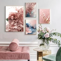 light pink wall art abstract watercolor canvas painting flower poster and print modern boho decor minimalist pictures home decor