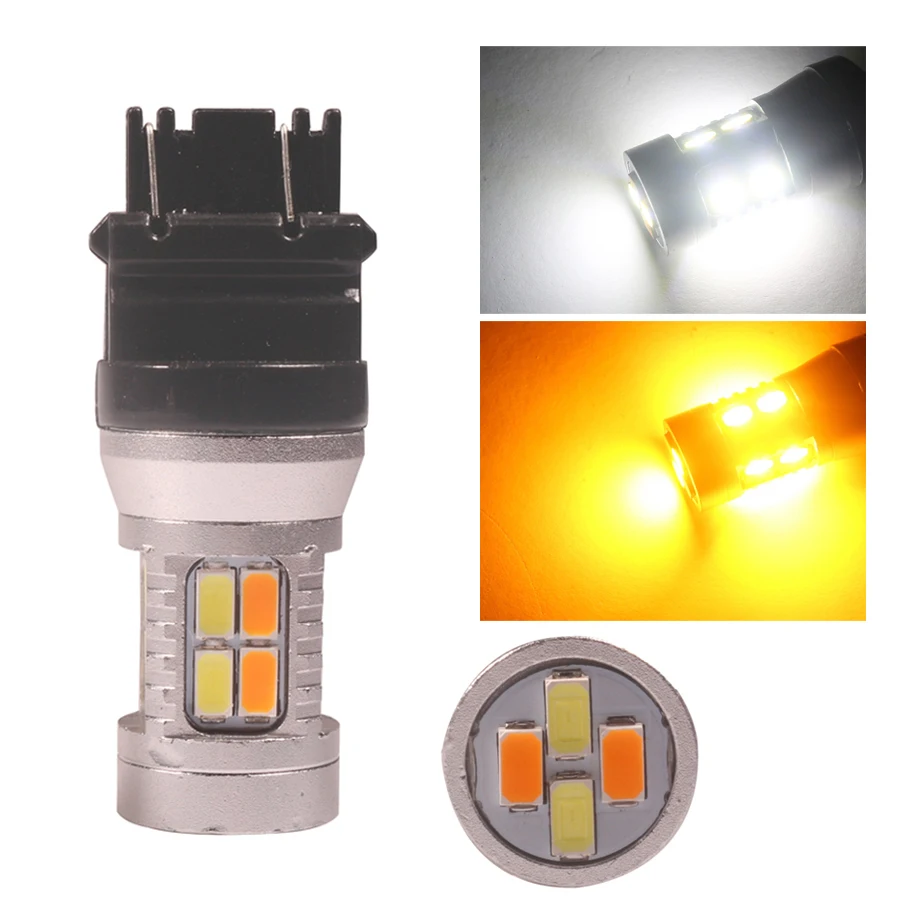 NHAUTP 1 шт. T25 3157 светодиодная двухцветная лампа P21/7 Вт 5630 20 SMD переход от белого к
