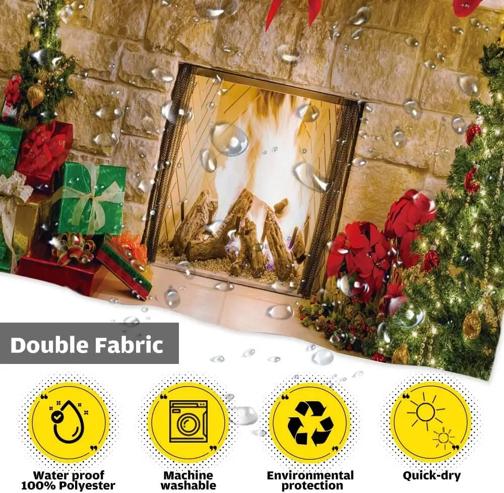 Рождественский камин душевая занавеска с крючками зимний интерьер