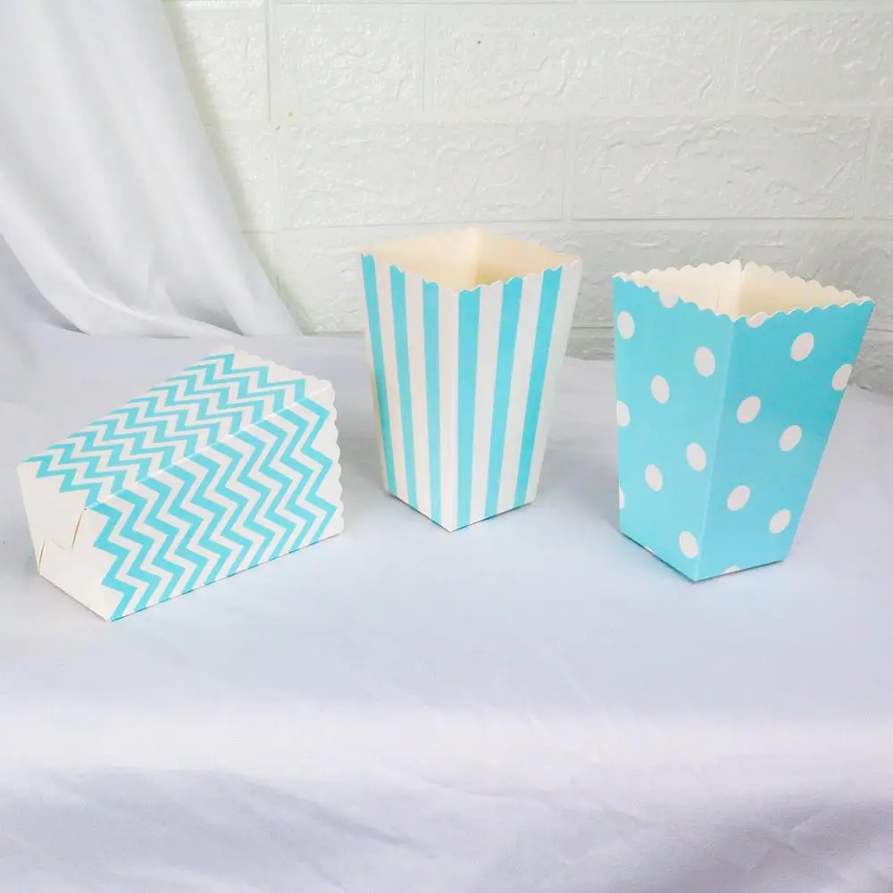 6/12 шт многоцветная полосатая бумажная коробка для попкорна в горошек попкорн