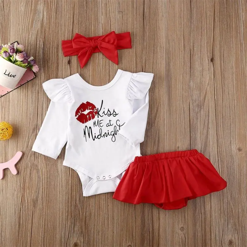 2020 Милая Одежда для новорожденных девочек с рисунком губ 3 предмета комбинезон