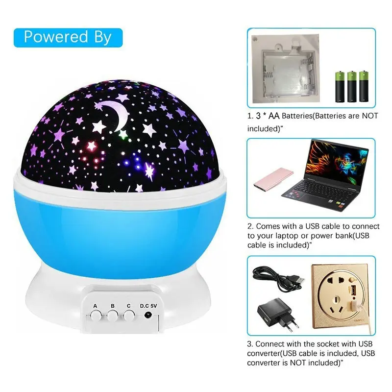 

Starry Sky Projector Galaxy Night Lights Star Moon Projector LED Rotating Night Lamp For Children Bedroom Decoration Baby Gifts