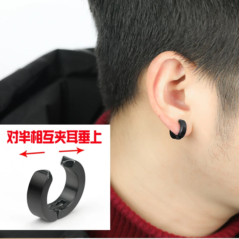 Корейская версия черного цвета в стиле панк серьги мужской не вызывают аллергию