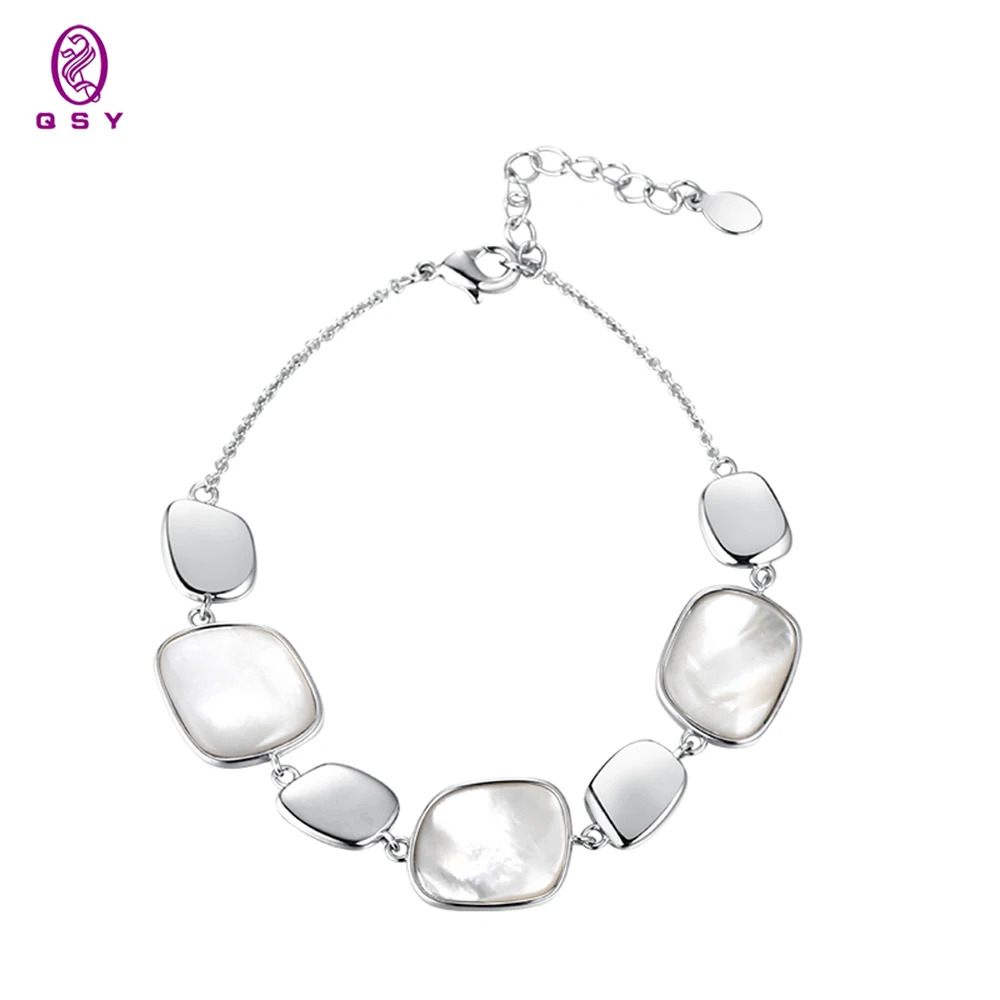 

Fashion trendy White Shell Stone Many Pieces Bracelet Ceramic Shape Zircon Women's ChainJewelry Bracelet Black White Daily Wear