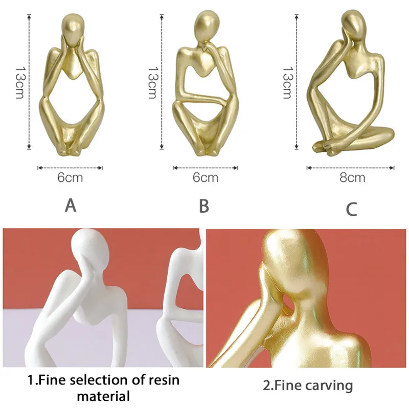 

Home Decoration Resin Sculpture Thinker Character Abstract Statue Art European Style for Home Decor Modern Office Shelf Desktop