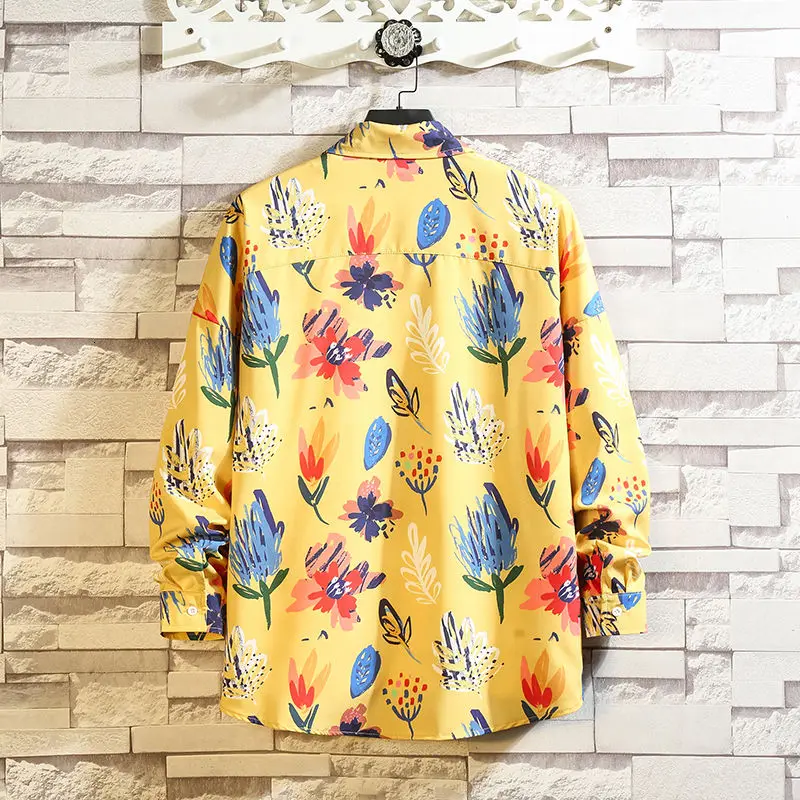 

Autumn 2020 Men's New Printed Shirt Youth Fashion Trend Loose Casual Large Long Sleeve Jacket Plue Size M-5XL