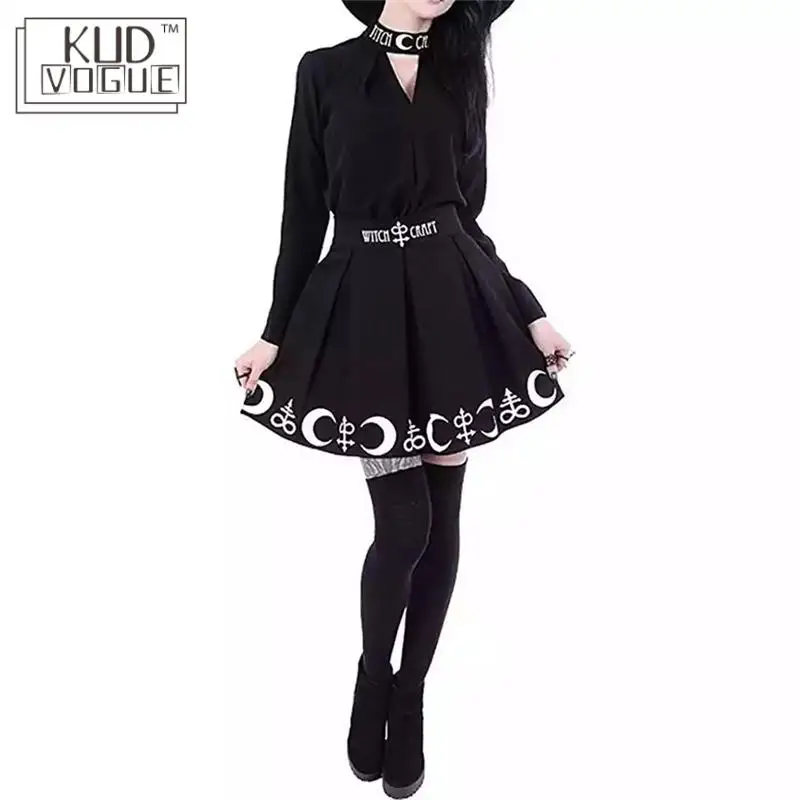 Женский Готический винтажный комплект из двух предметов юбка и футболка с