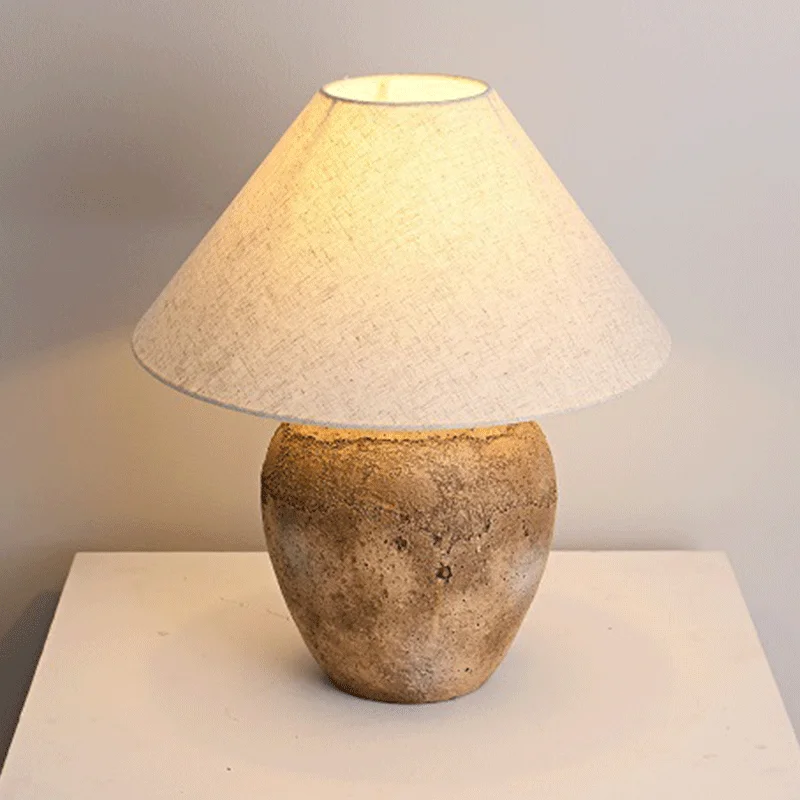 Wabi Style Table Lamp Creative Fabric American Country Retro Homestay Vintage Tea Room Japanese Bedroom Ceramic Bedside Lighting | Освещение